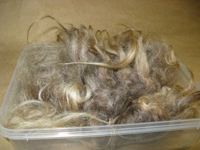 Ull från Ryafår, 34 gram brun tvättad ryaull